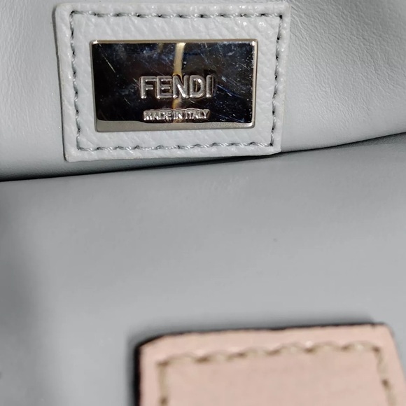 Auth Fendi Petite Monster Studded 2Jours Top Handle Handbag Grigio Perla 2way - Picture 5 of 10